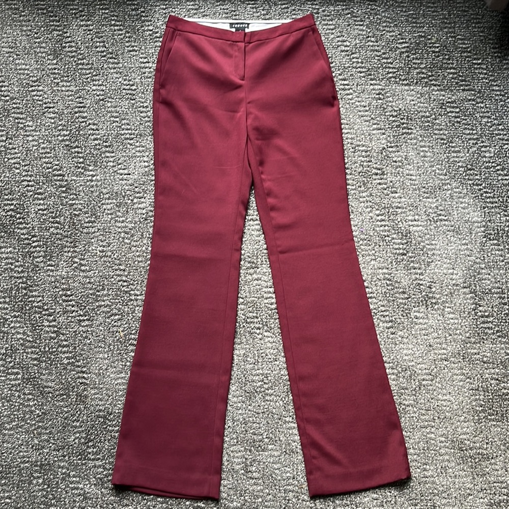 🌹TROUVE maroon burgundy stretch plain front trouser dress pants Sz 2 - Picture 2 of 10
